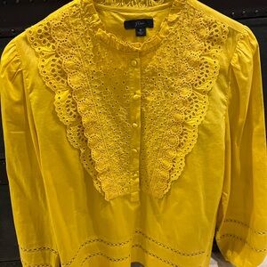 J. Crew Vibrant Yellow Eyelet Blouse